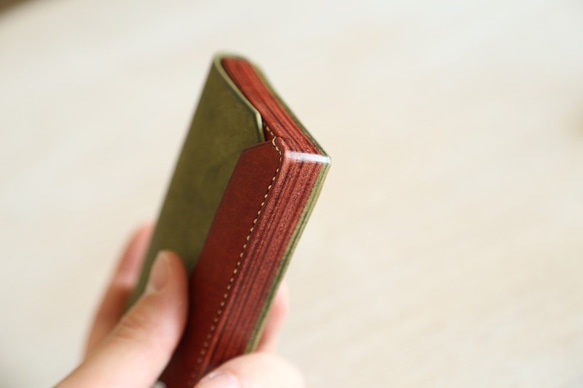 カードケース　"Kasane（カサネ）"（オリーバ/コッチネーラ）【イタリアンレザー プエブロ】 7枚目の画像