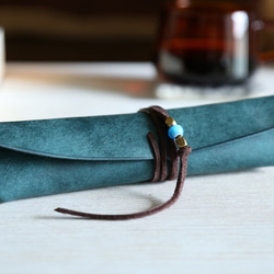 ペンケース　 "boatⅱ(ボート２）" 　ペトロリオ　【イタリアンレザー プエブロ】 2枚目の画像