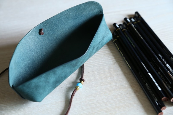 ペンケース　 "boatⅱ(ボート２）" 　ペトロリオ　【イタリアンレザー プエブロ】 4枚目の画像