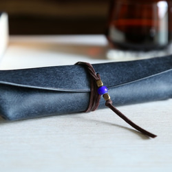 ペンケース　 "boatⅱ(ボート２）" 　ネイビー　【イタリアンレザー プエブロ】 1枚目の画像