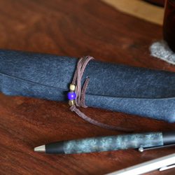 ペンケース　 "boatⅱ(ボート２）" 　ネイビー　【イタリアンレザー プエブロ】 3枚目の画像