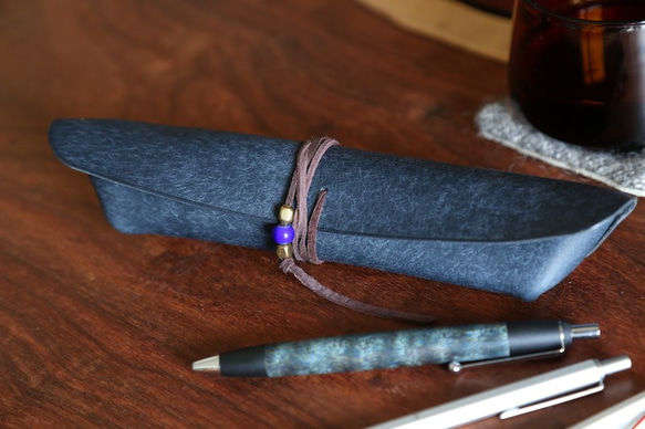 ペンケース　 "boatⅱ(ボート２）" 　ネイビー　【イタリアンレザー プエブロ】 3枚目の画像