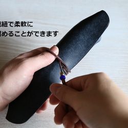 ペンケース　 "boatⅱ(ボート２）" 　ネイビー　【イタリアンレザー プエブロ】 4枚目の画像