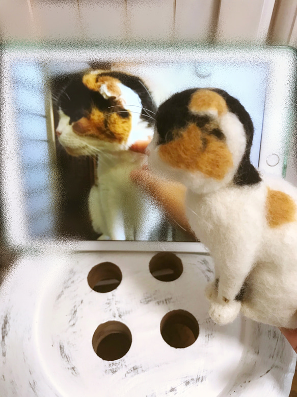 愛猫ちゃんそっくり人形(Sサイズ)オーダー作品:白三毛ちゃん 3枚目の画像