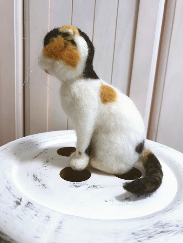 愛猫ちゃんそっくり人形(Sサイズ)オーダー作品:白三毛ちゃん 10枚目の画像