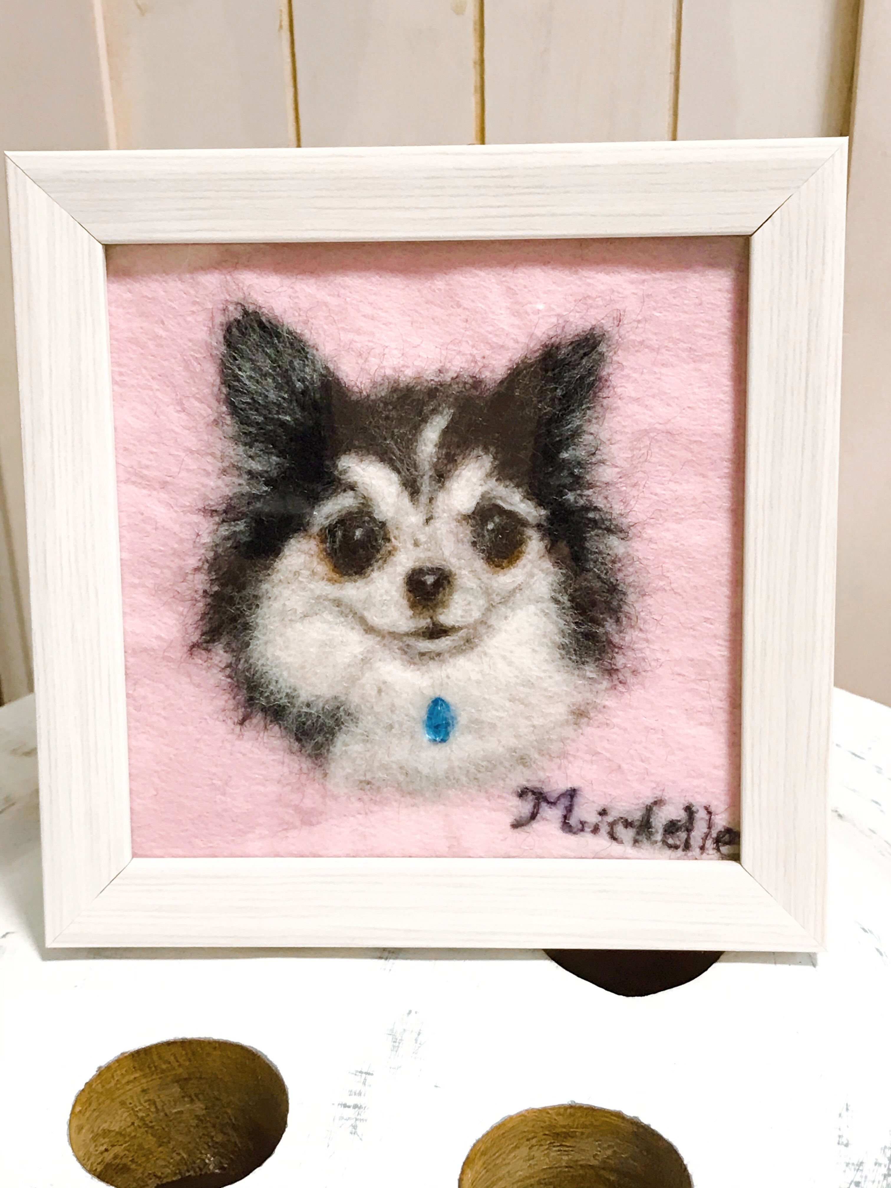 愛犬そっくり羊毛イラスト(平面フレーム入り)オーダー受付