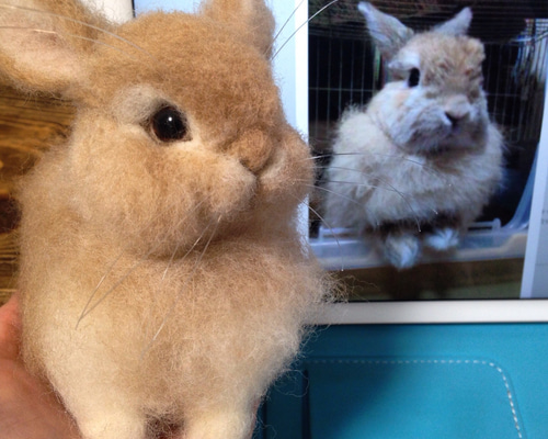 うさぎ　羊毛フェルト　個性的　つけまちゃん うさぎ羊毛フェルト個性的つけまちゃん