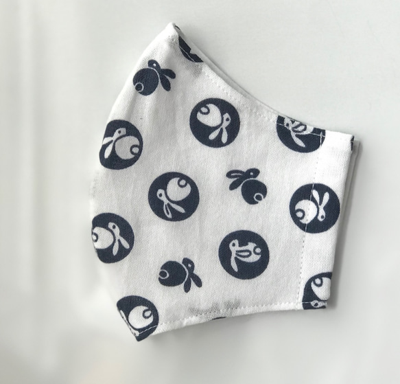 ≪日本製≫手ぬぐいマスク【丸紋うさぎ】（大人用） 1枚目の画像