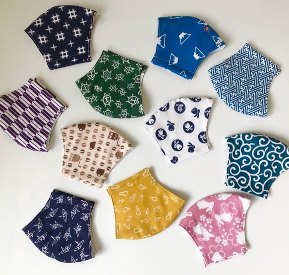 ≪日本製≫手ぬぐいマスク【丸紋うさぎ】（大人用） 3枚目の画像