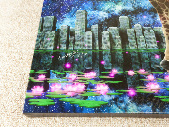 【M25号木製パネル】 ジラフファミリーの銀河旅行　10枚限定販売 3枚目の画像
