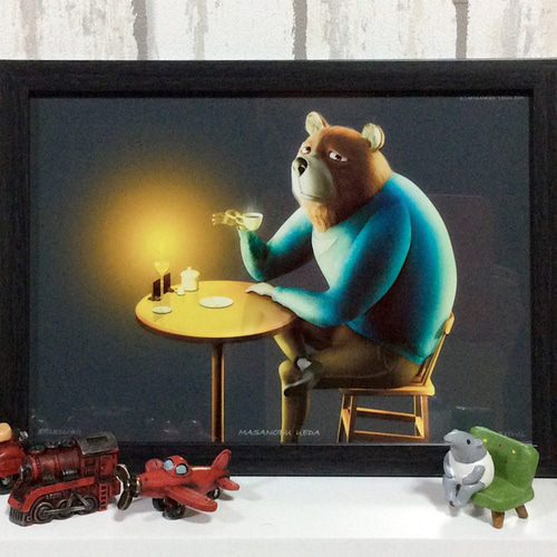 A4額無し】熊田太郎さんの休日 絵画 ウエダマサノブ@アトリエ縄文