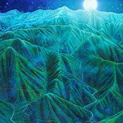 A4額無し】空の星、海の星（屋久島・宮之浦） 絵画 ウエダ
