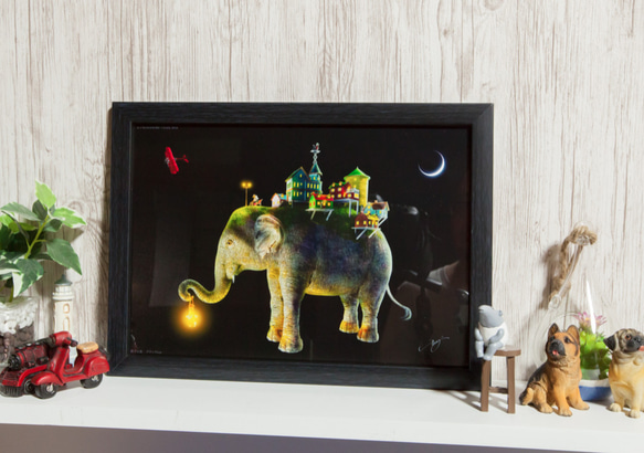 【A4尺寸相框】旅行大象黑版 第2張的照片