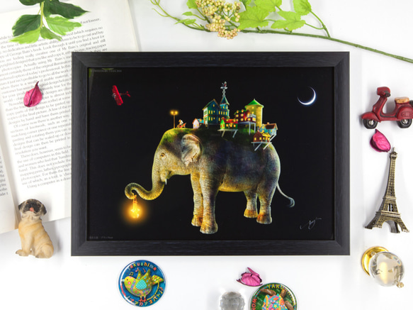 【A4尺寸相框】旅行大象黑版 第1張的照片