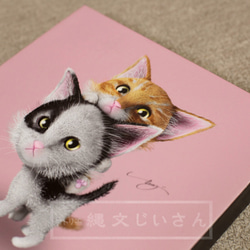 【20cm x 20cm 木製パネル】子猫_ピンクバージョン 2枚目の画像