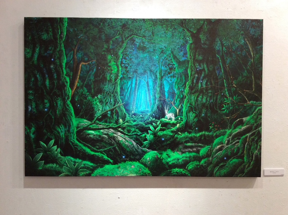 M25号木製パネル】森の中で・・・2014 畫 ウエダマサノブ@アトリエ縄文