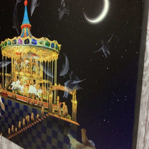 激レアメリーゴーランドに乗るねこパネル生地　ハンドメイド 激レアメリーゴーランドに乗るねこパネル生地 ハンドメイド