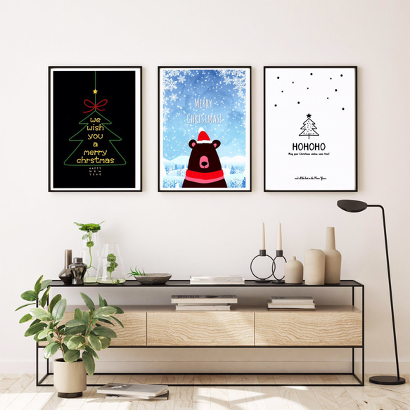 #189/メリークリスマス　クマさん⭐️ ポスター　北欧　クリスマス　Xmas 3枚目の画像