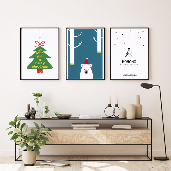 #189/メリークリスマス　クマさん⭐️ ポスター　北欧　クリスマス　Xmas 7枚目の画像