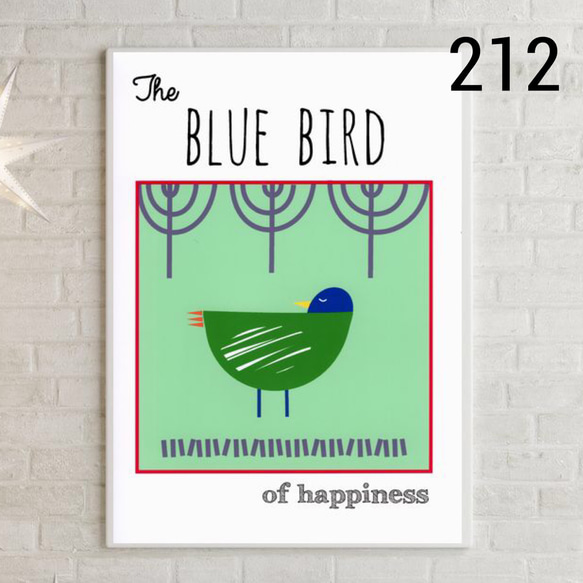 No.212.幸せの青い鳥…⭐️北欧雑貨　ウェルカムボード⭐︎ポスター インテリア 1枚目の画像