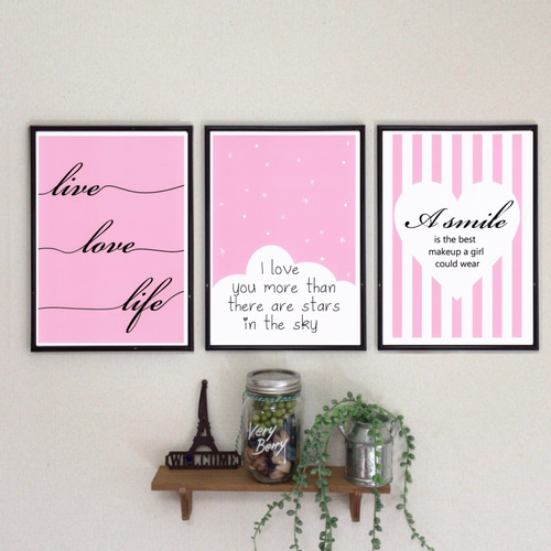 LIVE LOVE LIFE ピンク No.261⭐︎ポスター 北欧 インテリア アート
