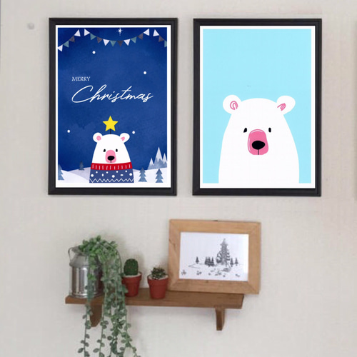 クマさんもメリークリスマス！No266⭐️ポスター 北欧 アート