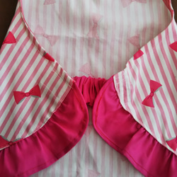 ピンクストライプエプロンと三角巾のセット《80～100cm》 3枚目の画像