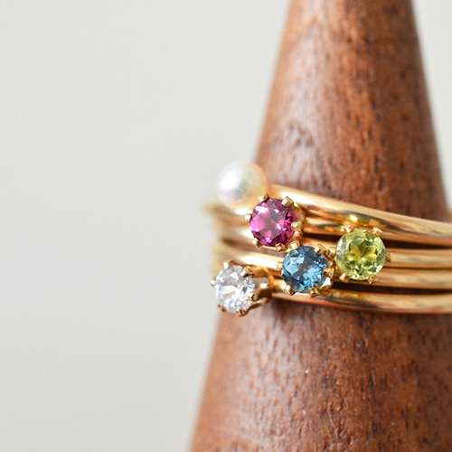 14kgf 天然石のリング *ロードライトガーネット・ロンドンブルー