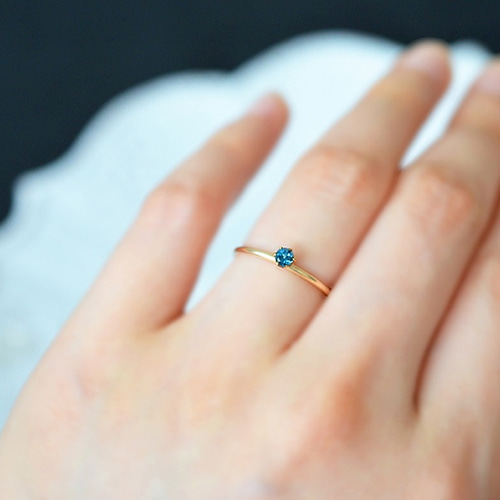 ブルートパーズ・ロードライトガーネット・タンザナイトリング・指輪K14金YG ロードライトガーネット ブルートパーズリング