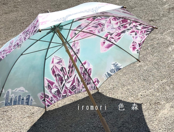 受注再販】宝石惑星みたいなパラソル pink beryl ＊型染め晴雨傘