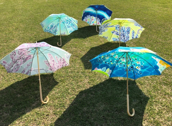 [訂購再次上架] 看起來像水下漫步的遮陽傘 * 風格染色的遮陽傘和防雨傘 * 綠松石色 第6張的照片