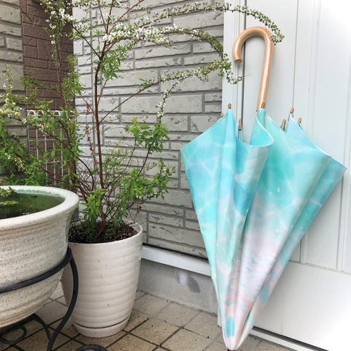 受注再販】水中散歩パラソル 朝凪 ＊型染めの晴雨兼用傘＊ 傘・日傘