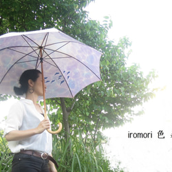 【受注再販】大きめ水中散歩パラソル　朝凪 ＊型染めの晴雨兼用傘＊ 7枚目の画像