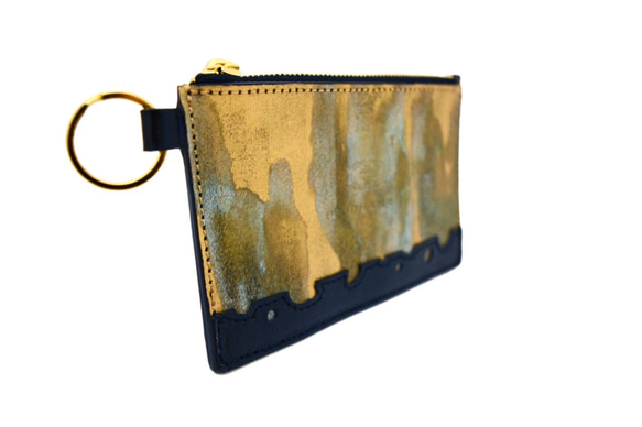 ラストゴールド 青サビ ジップミニウォレット / 小さな財布 3枚目の画像