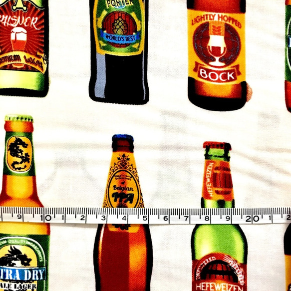 ◆USAコットン生地◆world beer・世界のビール瓶◆110×90 2枚目の画像
