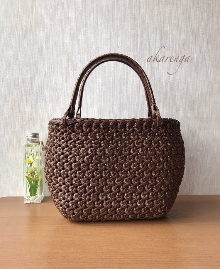 手編みの黒茶かごバッグ The Bagmati｜aranciato別注 ウィッカー編み ラタン × レザー