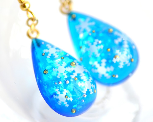 【価格変更】snow*blue／しずくピアス 3枚目の画像