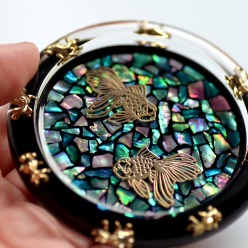 価格変更】螺鈿細工風レジンのアクセサリートレイ(金魚) その他