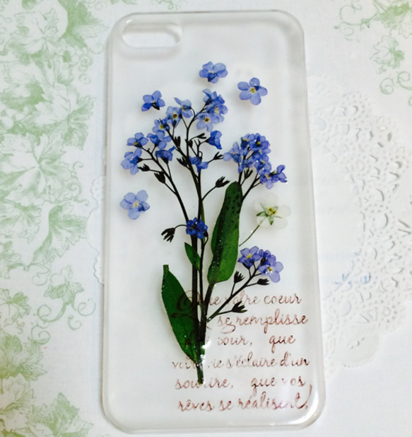 iphone5 iphone5s 押し花 スマホケース ♡わすれな草♡ 2枚目の画像