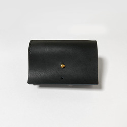 牛革の小さなお財布（ブラック×ゴールド） 1枚目の画像