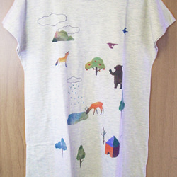 《里山の動物たち》ワンピースTシャツ 1枚目の画像