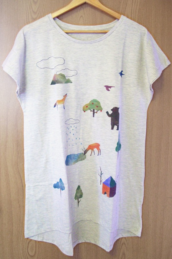 《里山の動物たち》ワンピースTシャツ 1枚目の画像