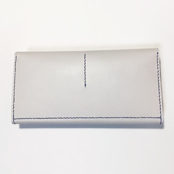 牛革の長財布（ライトグレー×ブルー） 3枚目の画像