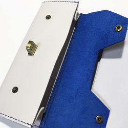 牛革の長財布（ライトグレー×ブルー） 4枚目の画像