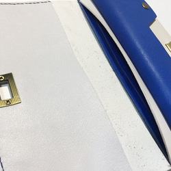 牛革の長財布（ライトグレー×ブルー） 5枚目の画像
