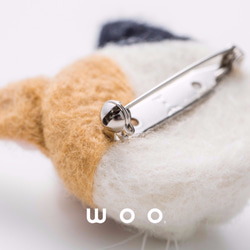 wooch【銀色虎斑貓】羊毛氈胸針 第4張的照片