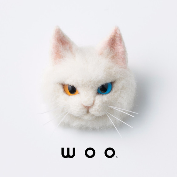 wooch【白色長毛貓】羊毛氈胸針 第1張的照片