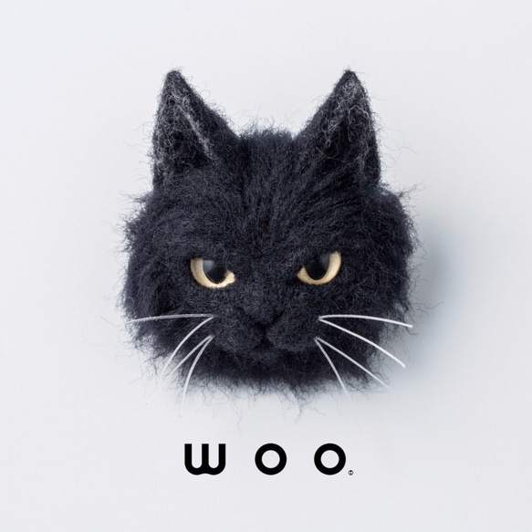 wooch【黑色長毛貓】羊毛氈胸針 第1張的照片