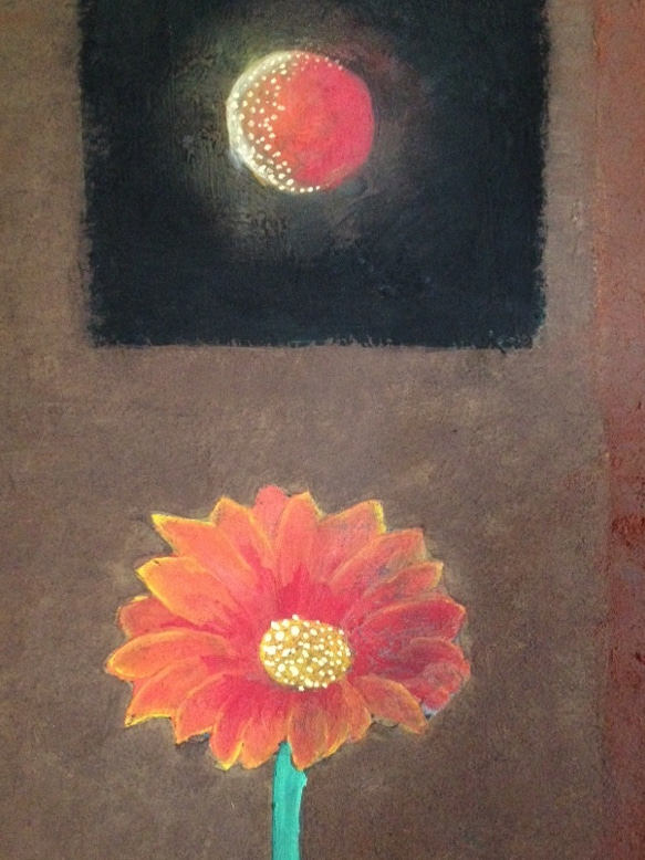 「陽(ヨウ)」日本画、額付き、P6号 3枚目の画像