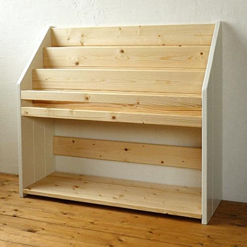 木製ブックシェルフ*絵本棚ラック*ナチュラル×白ホワイトW80 本棚・絵